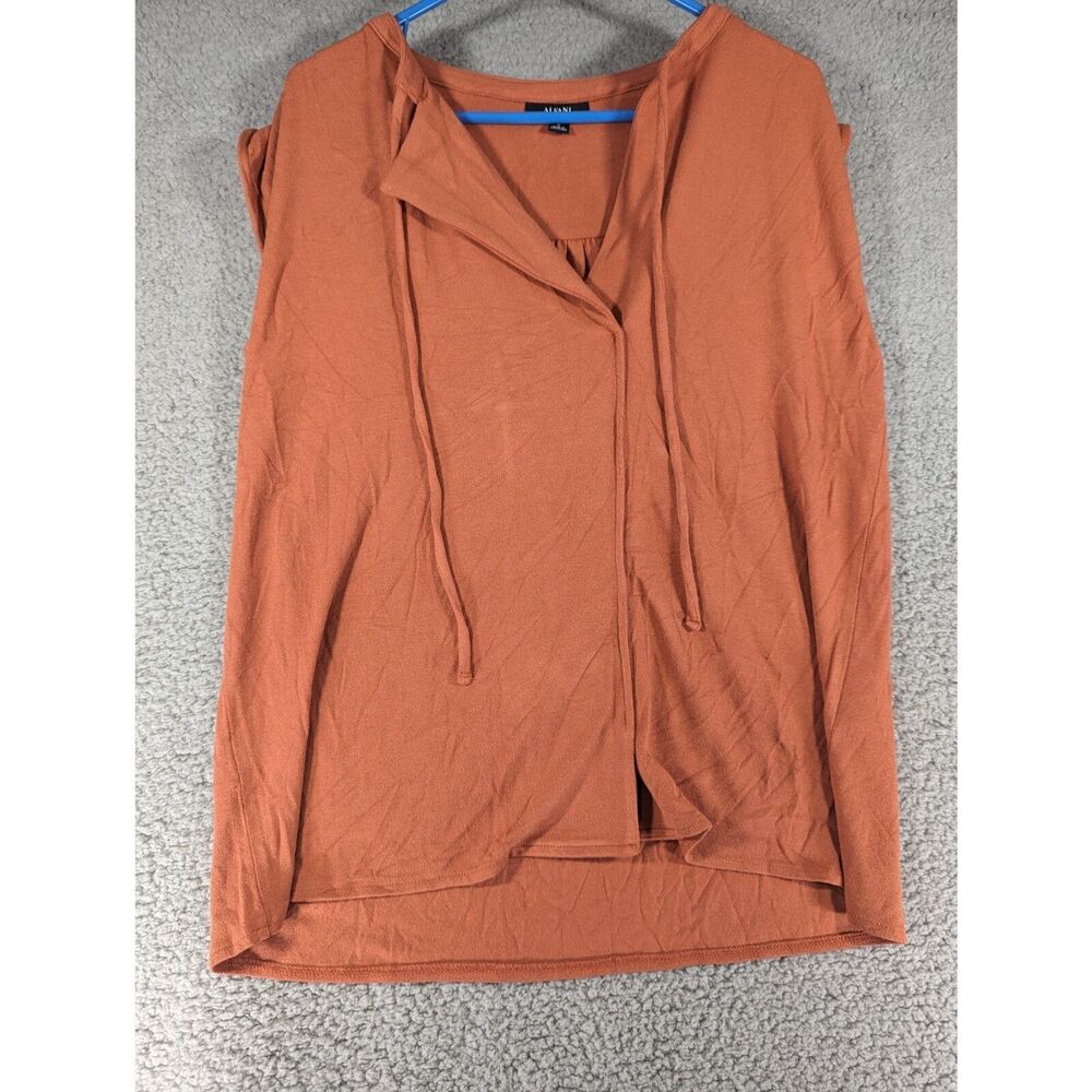 Alfani Tank Top Womens Size Medium Salmon Sleeveless Blouse Tie Neck